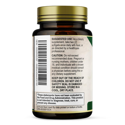 Close up view of certified pure cold pressed black seed oil supplement from Nature's Nutrition