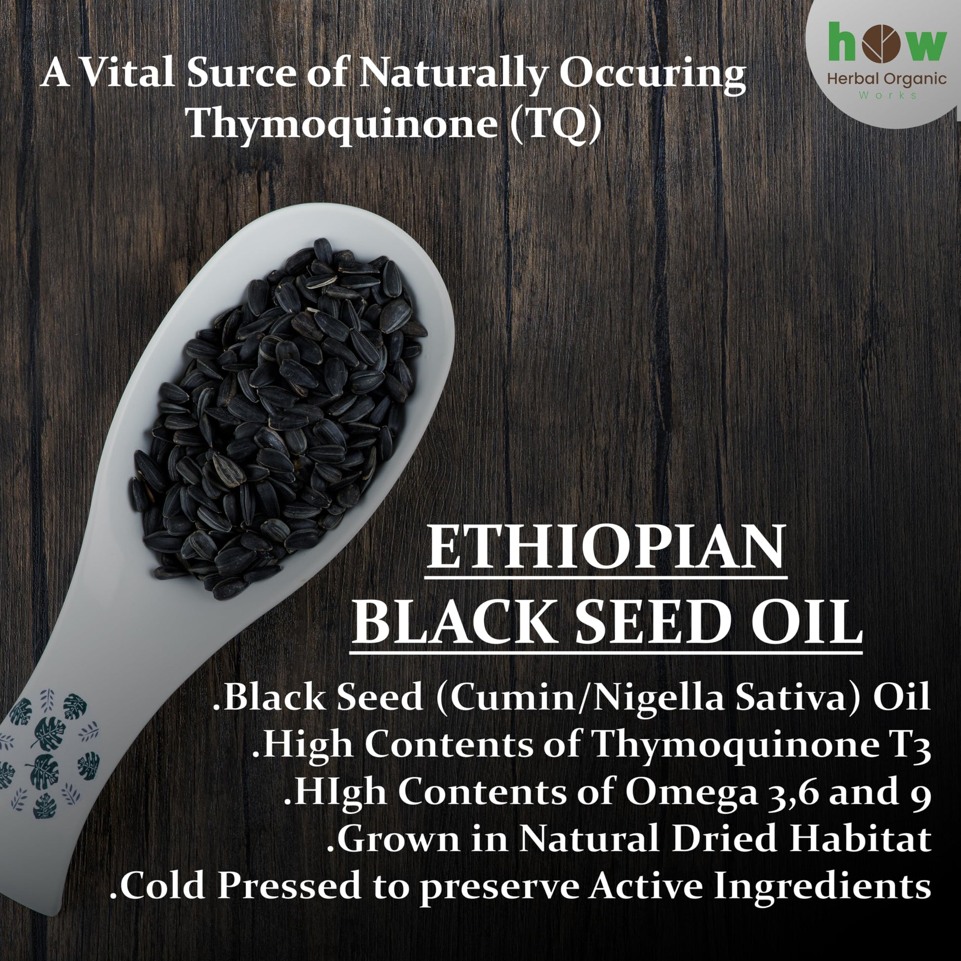 Natural unrefined Ethiopian black cumin seed oil eight ounce bottle size