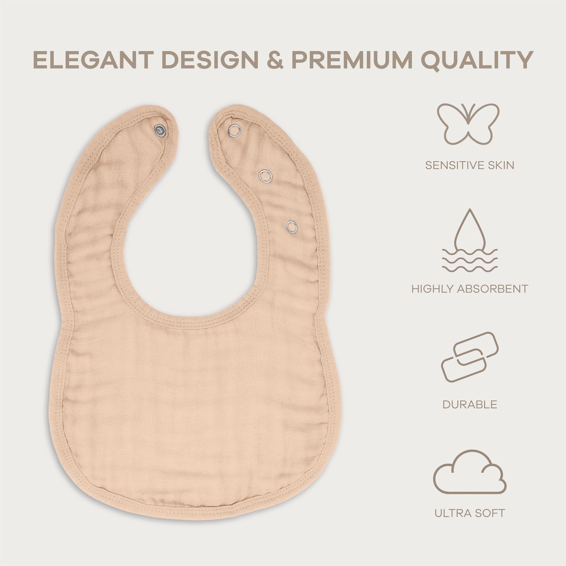 Adjustable snap closure detail on Comfy Cubs bibs