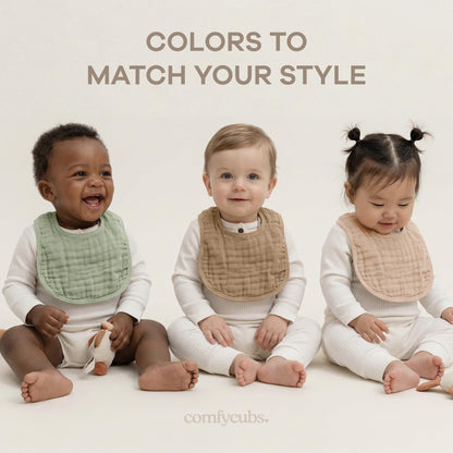 Multi-colored unisex design options for baby bibs