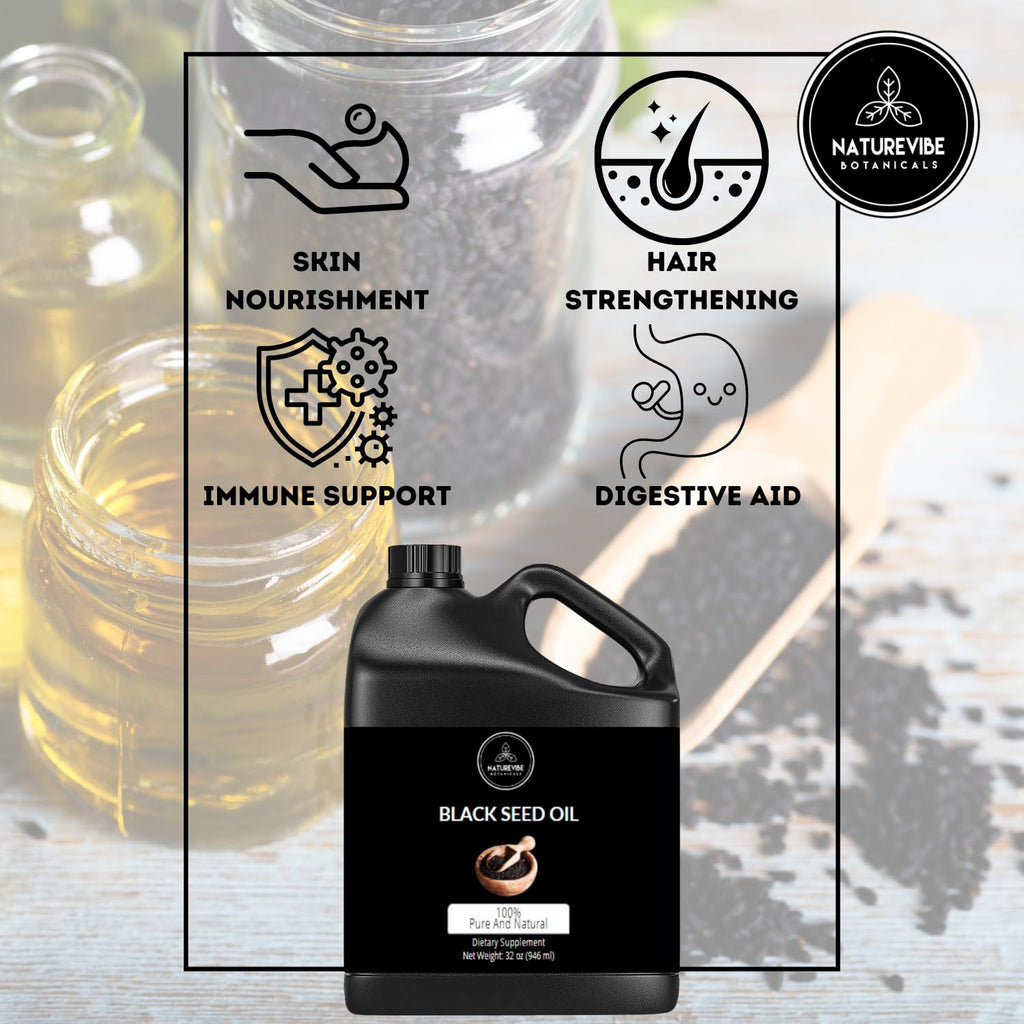 Naturevibe Botanicals black cumin seed oil size comparison