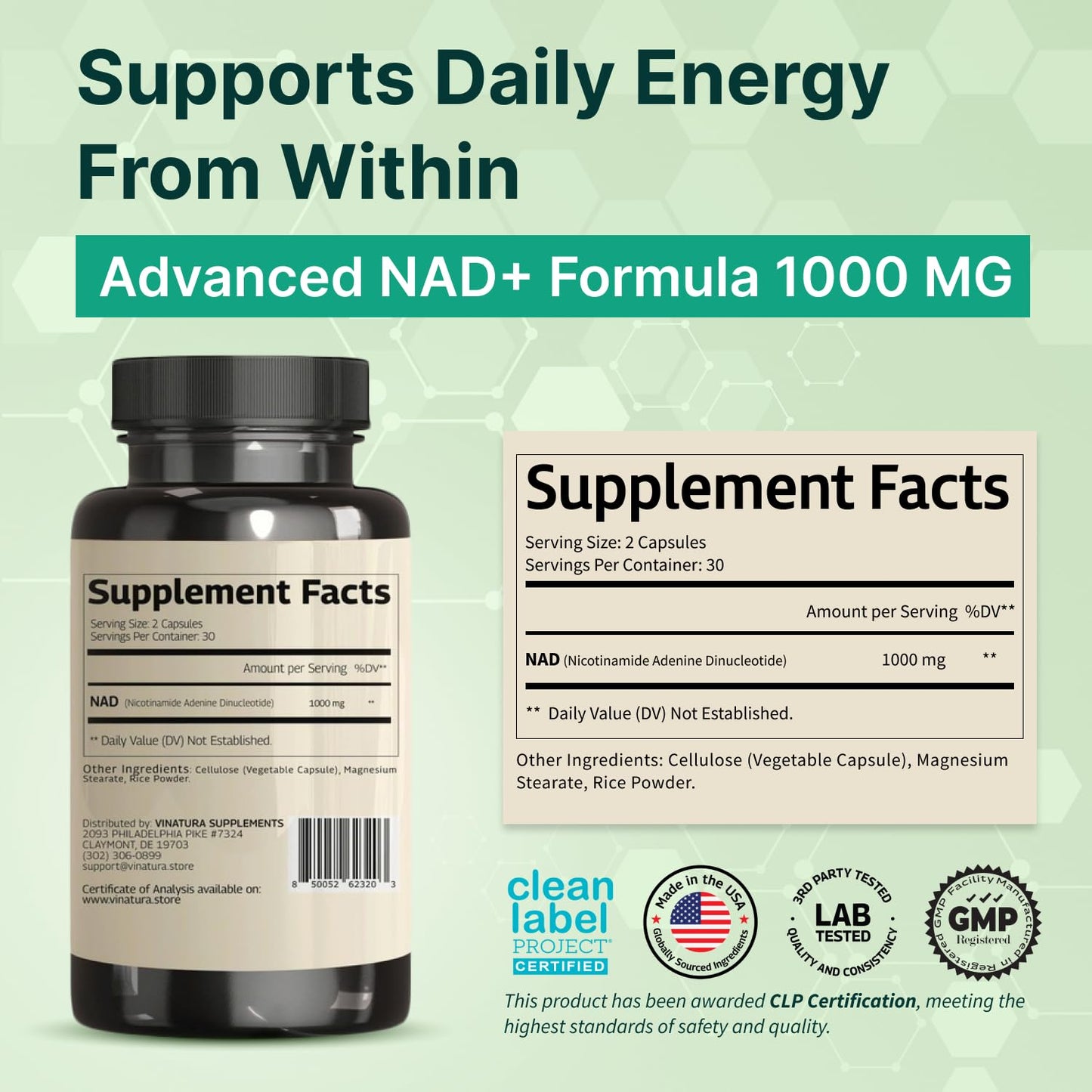 Back Of Bottle Showing Supplement Facts And 1000 Milligrams Dosage