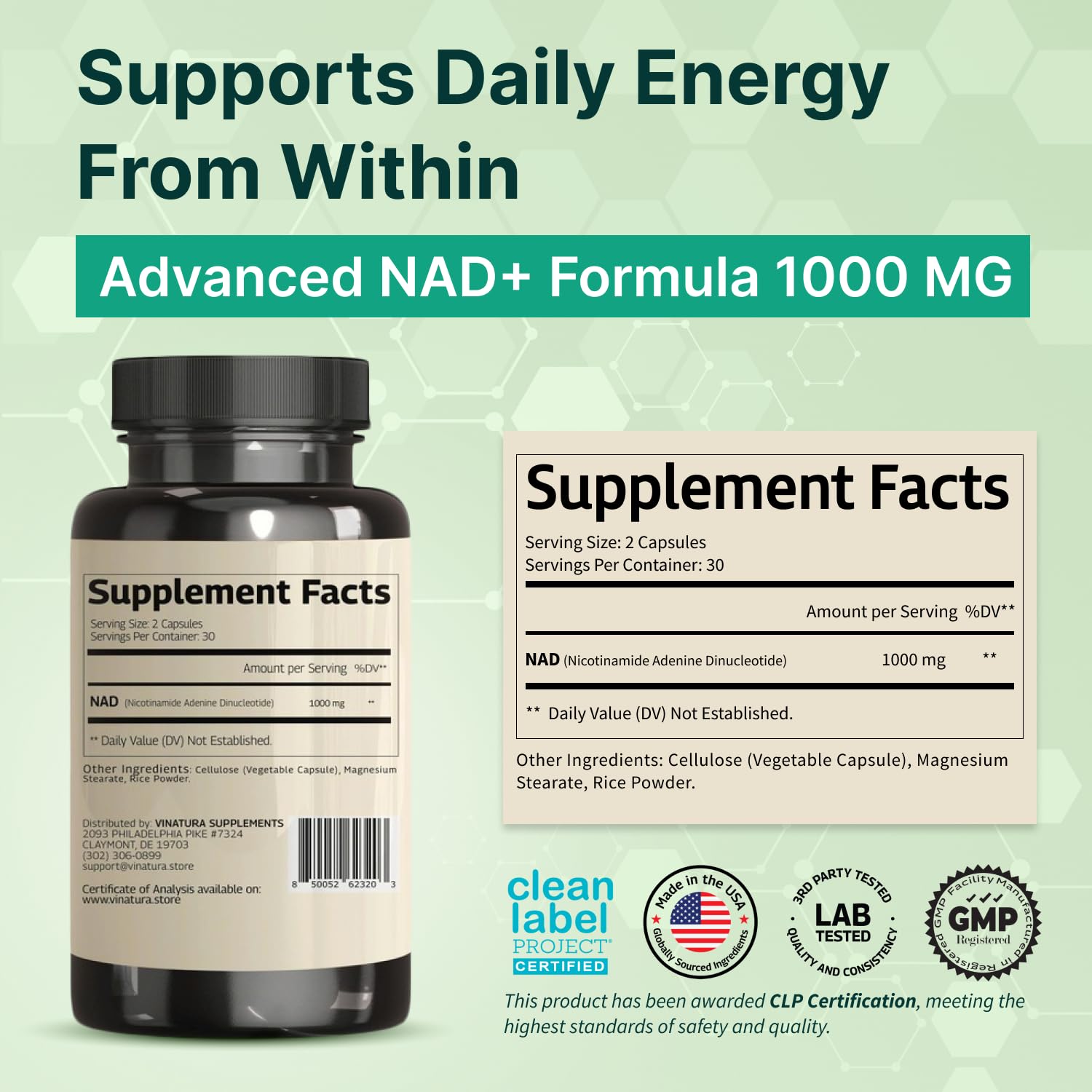 Back Of Bottle Showing Supplement Facts And 1000 Milligrams Dosage