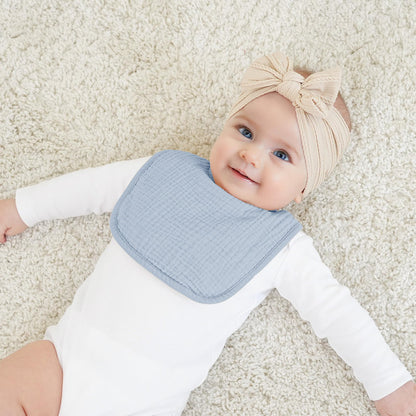 Multi-colored set of Bearmoss teething bibs for infants