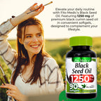 Fito Medic's Black Seed Oil supplement label showing dosage details