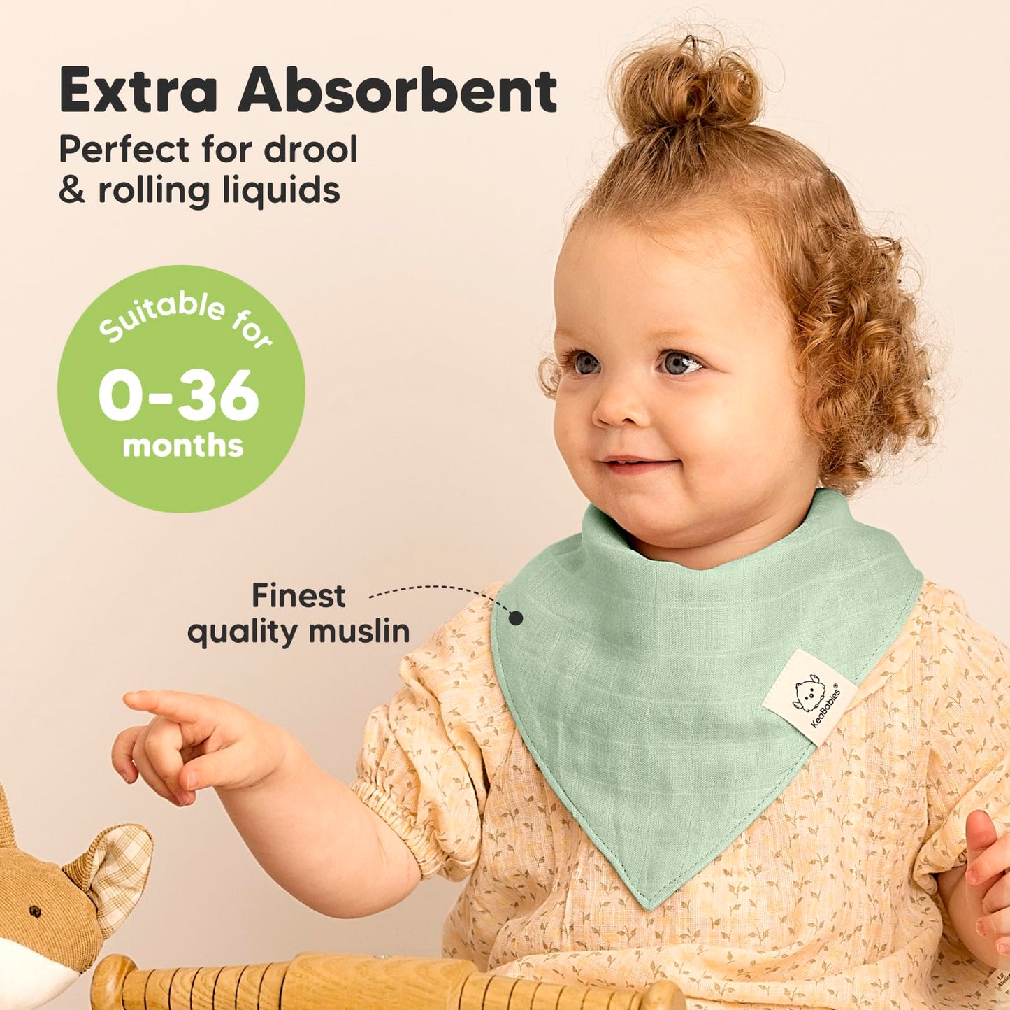 KeaBabies baby bandana bibs showcasing absorbent muslin texture