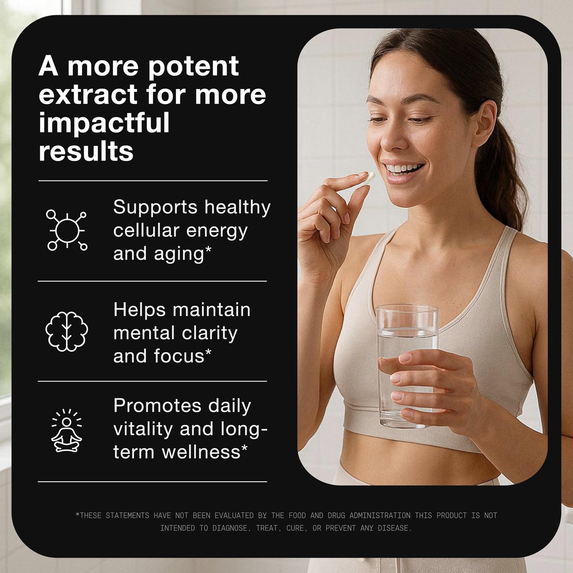 Supplement facts label on Toniiq Nicotinamide Riboside bottle
