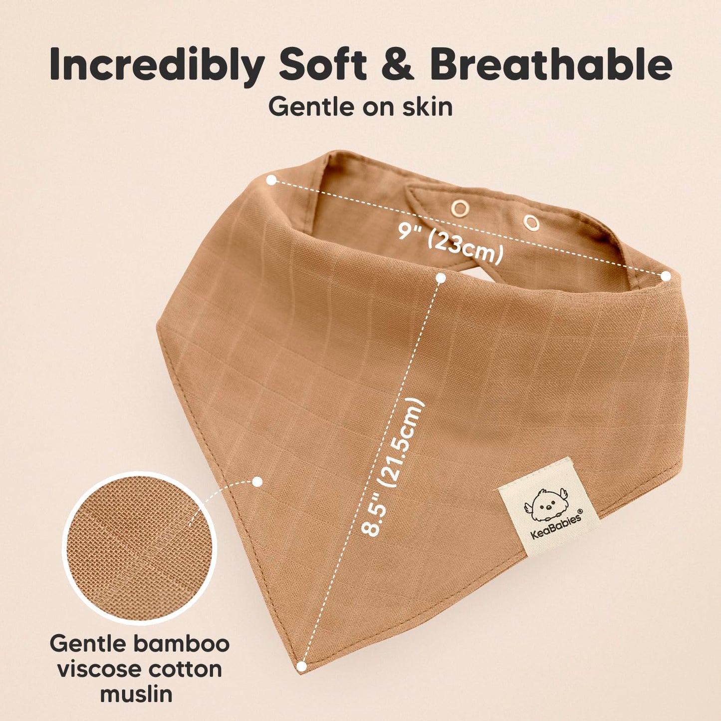 KeaBabies Lumi muslin bibs with adjustable snap closures