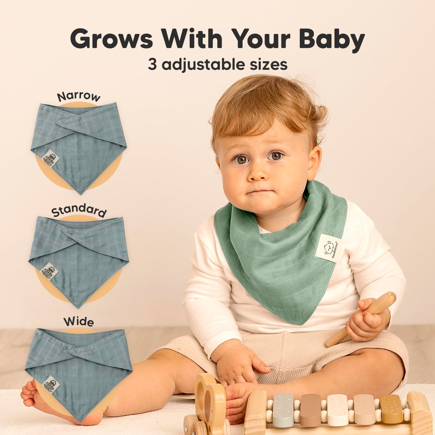 Soft cotton muslin bibs for teething infants