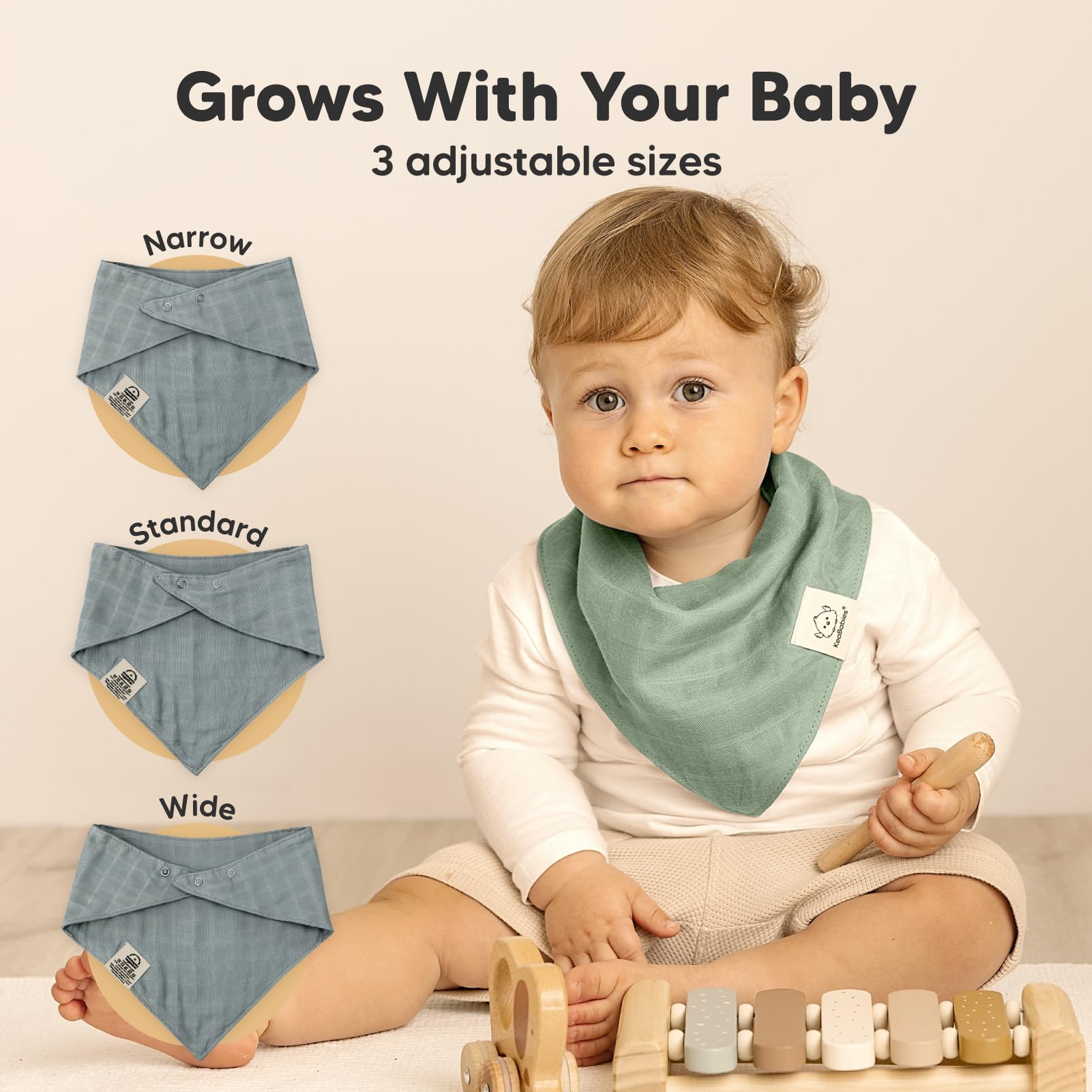 Soft cotton muslin bibs for teething infants
