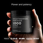 Premium cellular health supplement bottle on neutral background