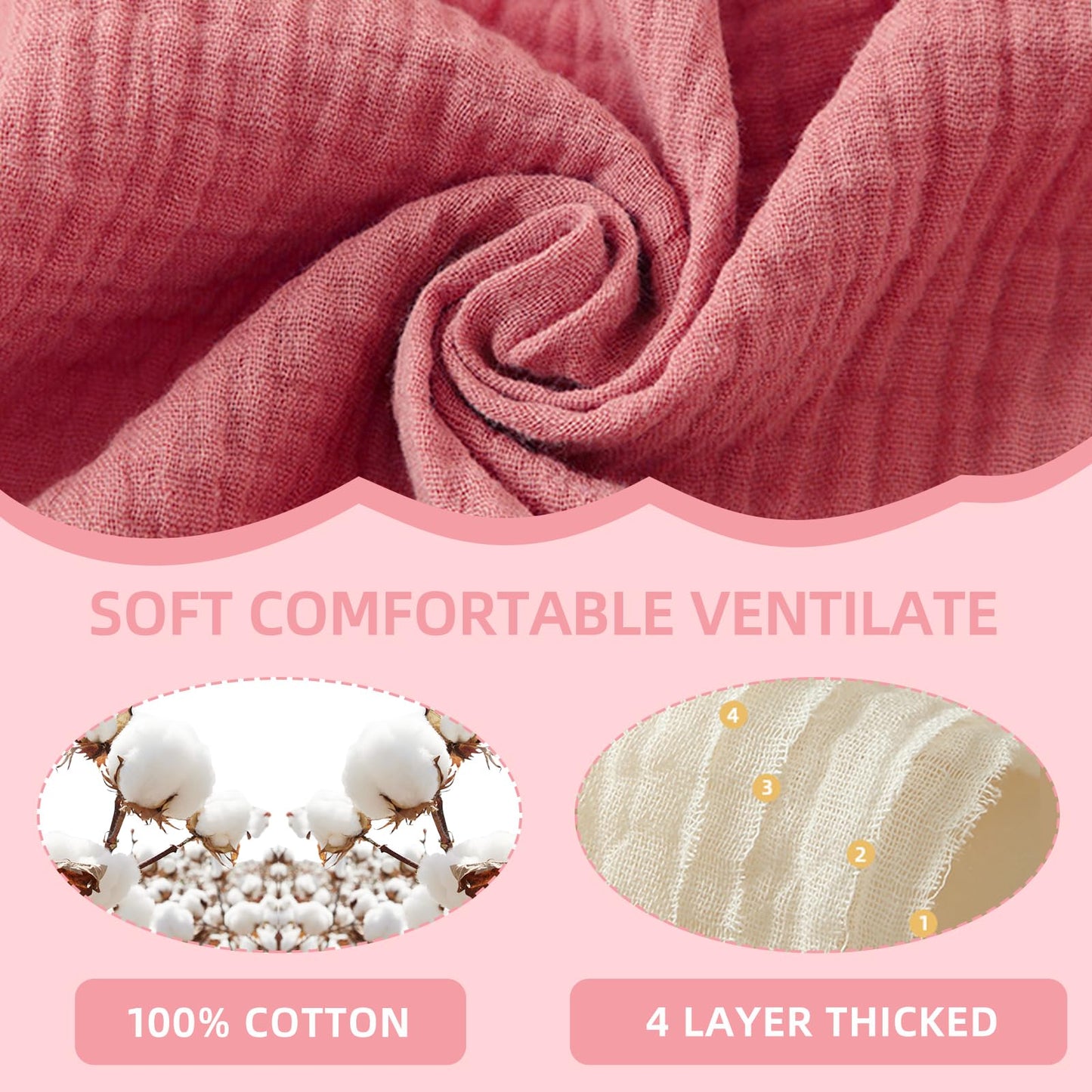 Detailed view of ruffle edge on Duludulu cotton muslin bib