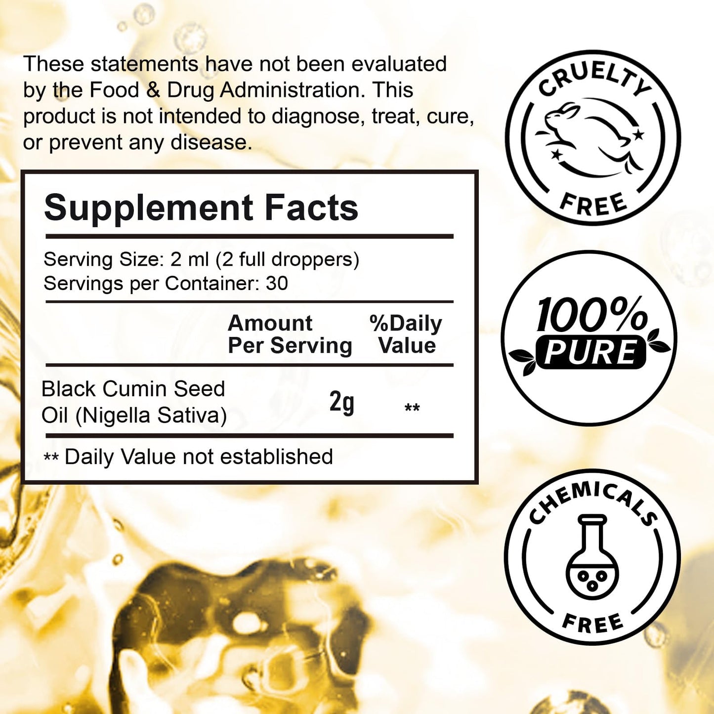 Two point zero two fluid ounce Uocasi black seed oil bottle for anti hair loss routine