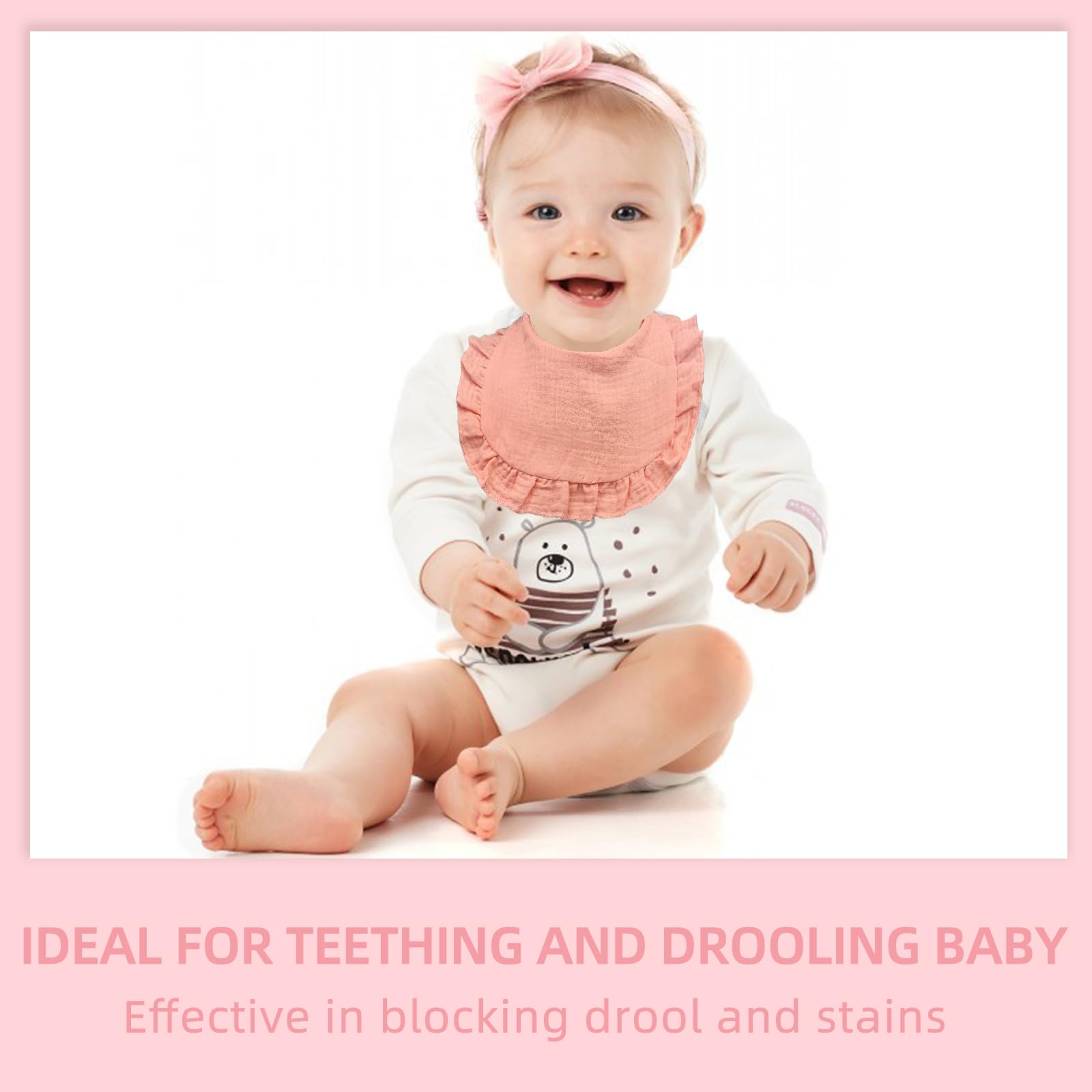 Assortment of solid color muslin drool bibs for infants