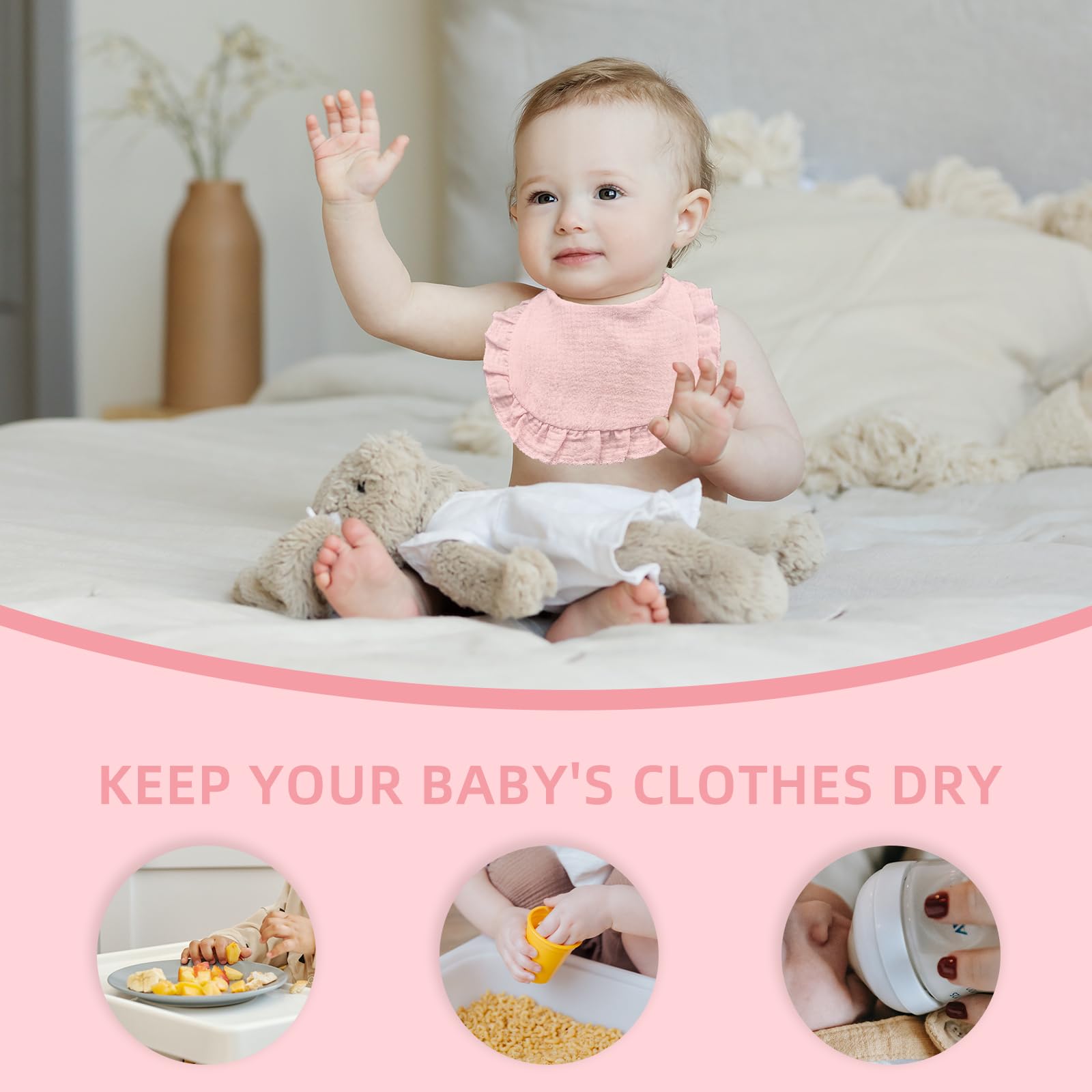 Duludulu baby girl bibs showing absorbent layered material