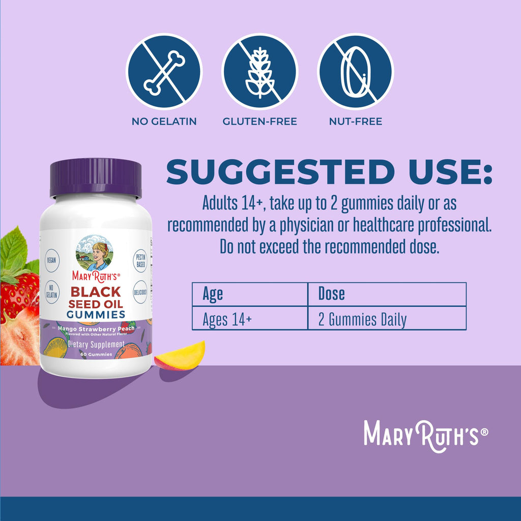 MaryRuth Organics Black Seed Oil Gummies supplement ingredient details