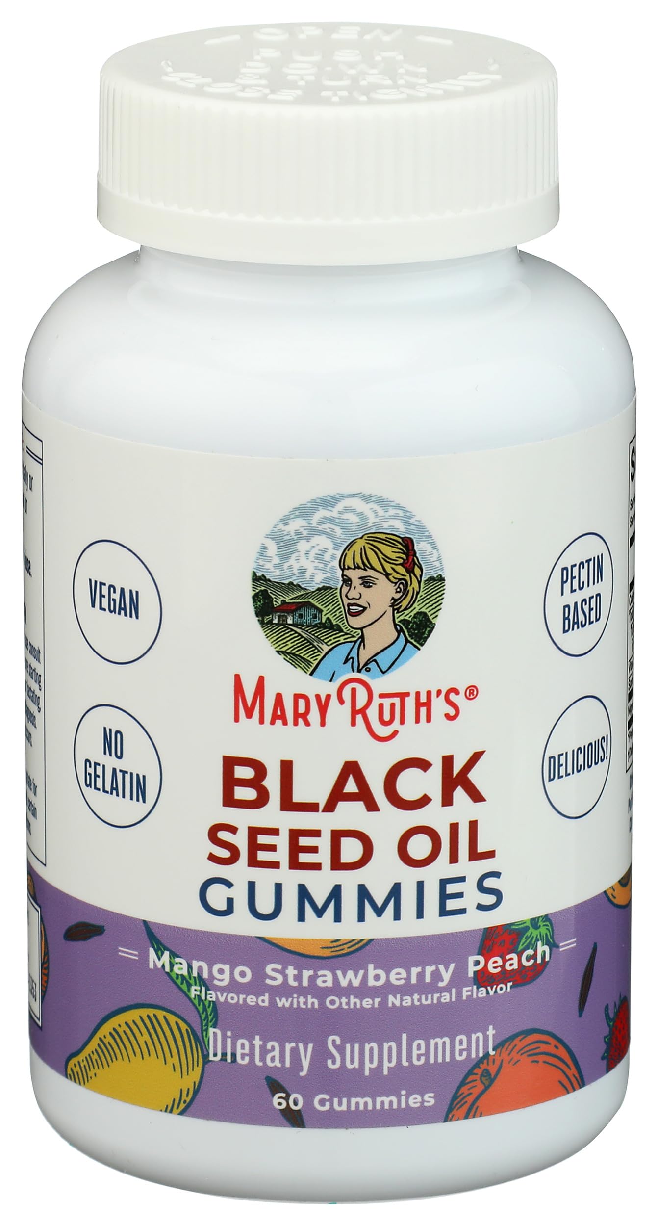 Authentic USA imported MaryRuth Organics health supplements container side label.