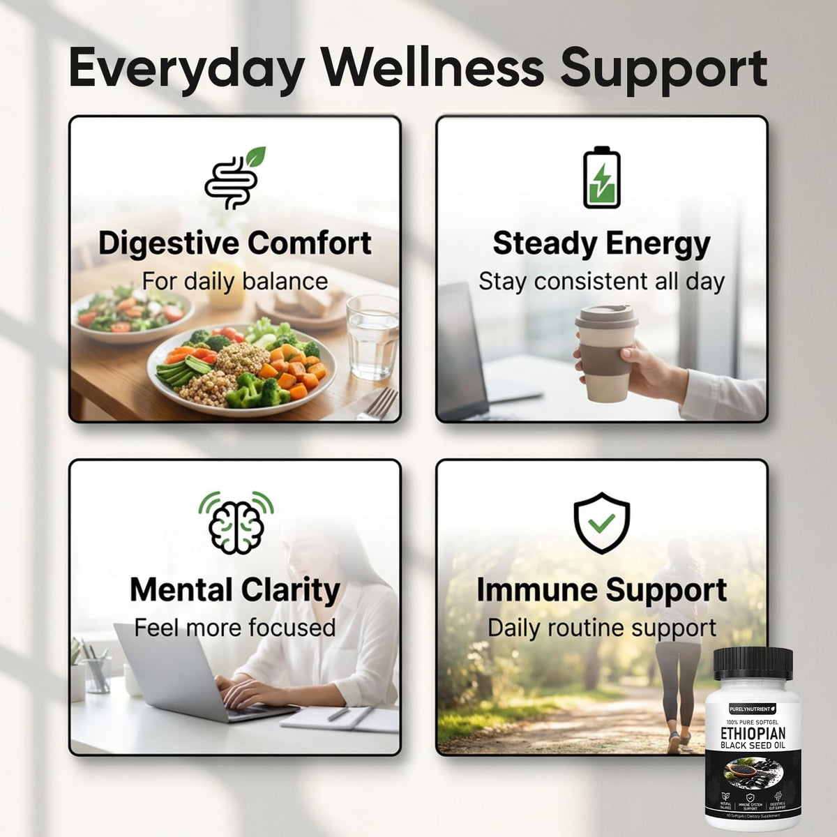Purely Nutrient black cumin seed oil capsules package ingredient details