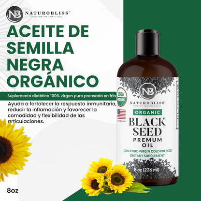 NaturoBliss unrefined pure virgin liquid Kalonji oil back label ingredients