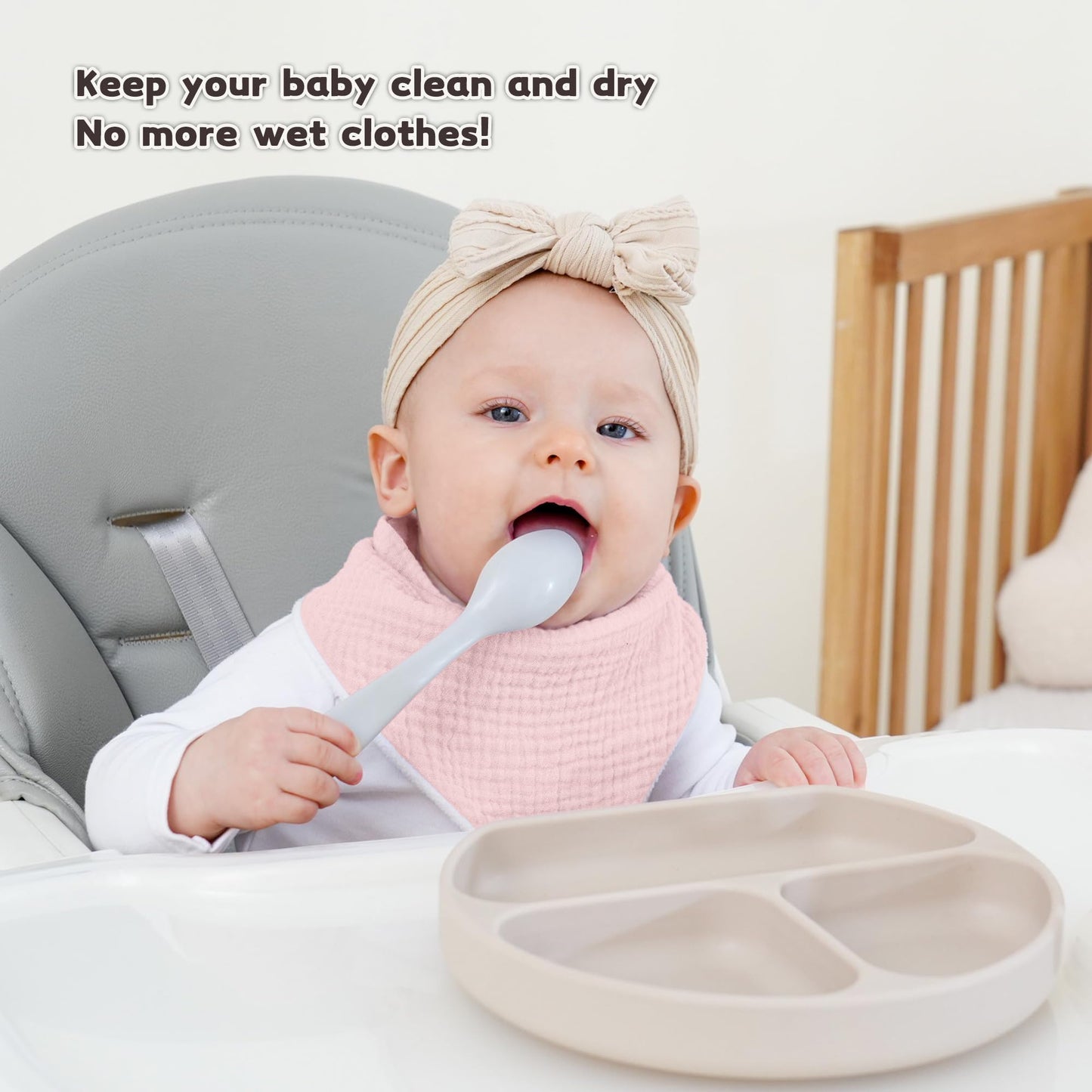 Close up of breathable muslin fabric baby bib texture