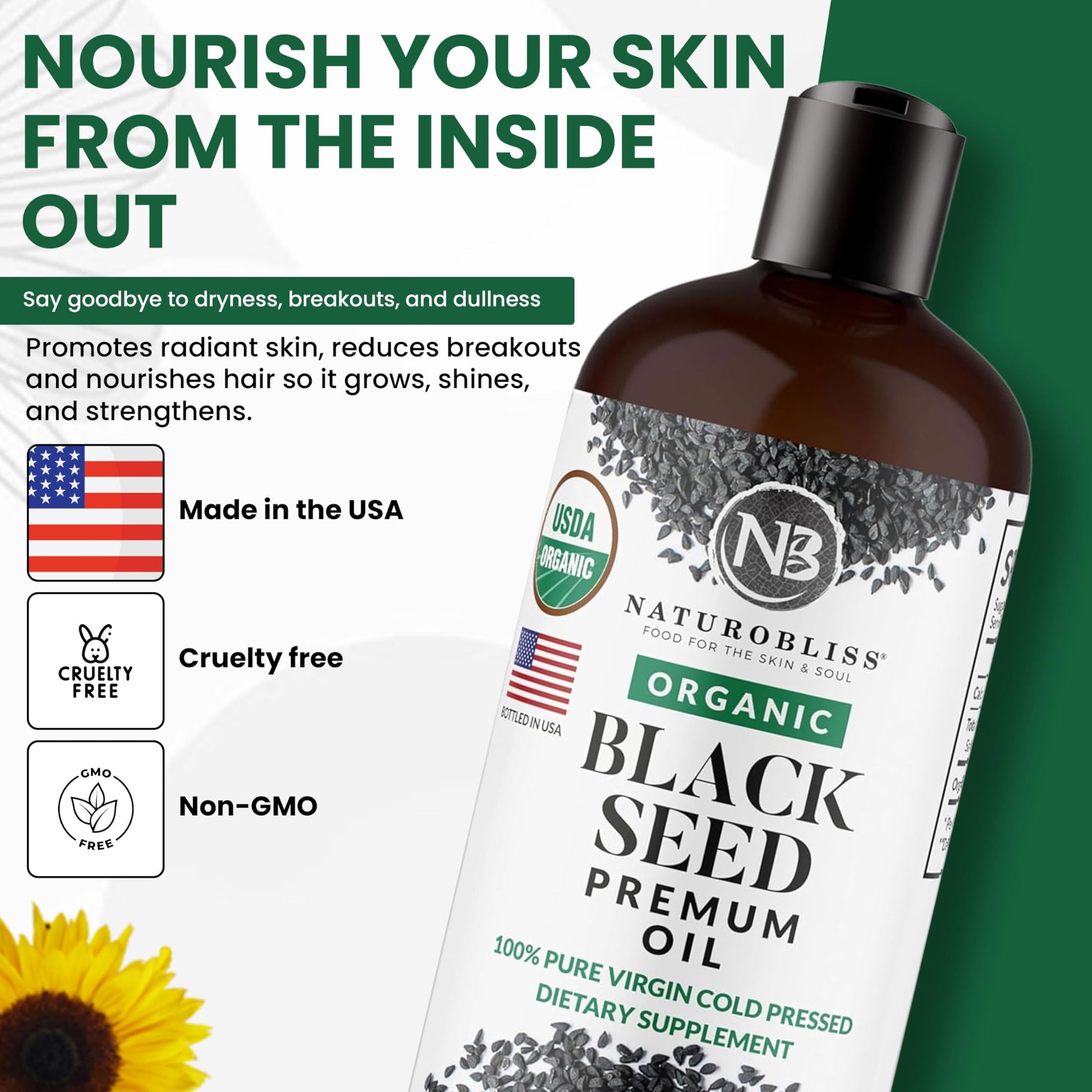 NaturoBliss pure black seed oil premium dietary supplement nutritional facts