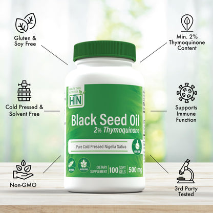 Authentic USA imported high potency two percent thymoquinone dietary supplement bottle