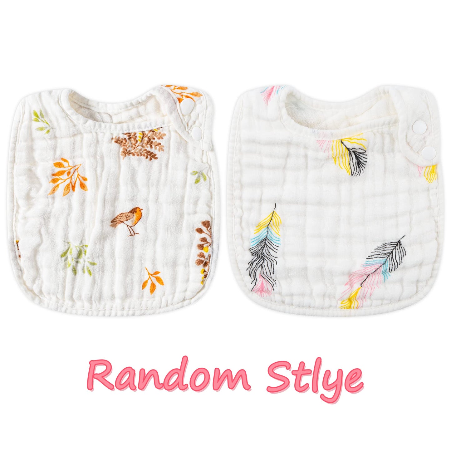 Baby wearing soft Zainpe muslin cotton snap bib
