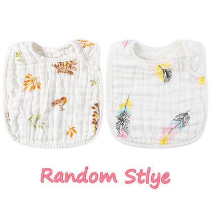 Baby wearing soft Zainpe muslin cotton snap bib