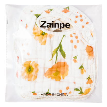 Assorted designs of Zainpe 6pcs snap muslin cotton bibs