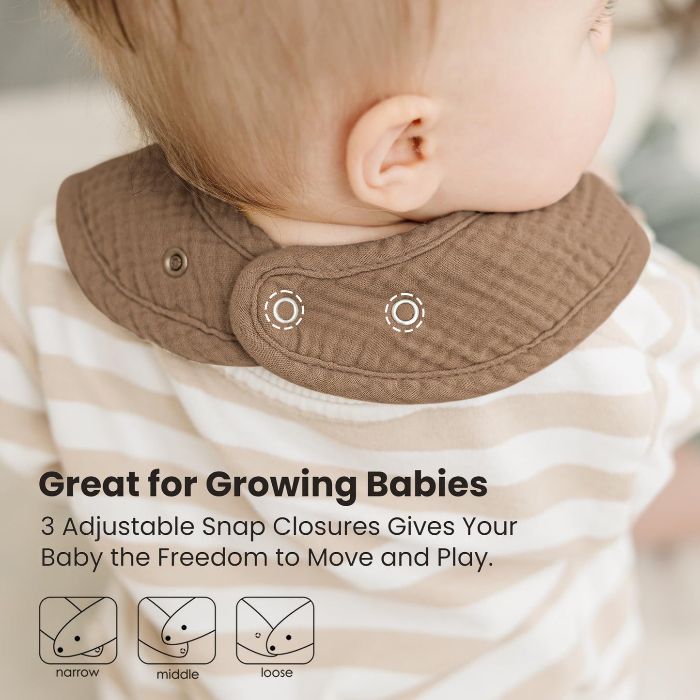 Soft absorbent muslin bibs for teething babies