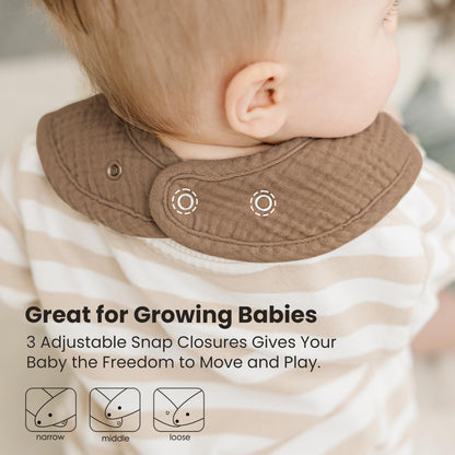 Soft absorbent muslin bibs for teething babies