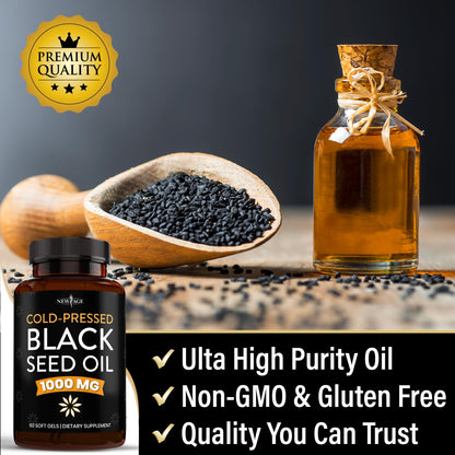 New Age USA imported authentic black cumin seed oil capsules for skin and hair