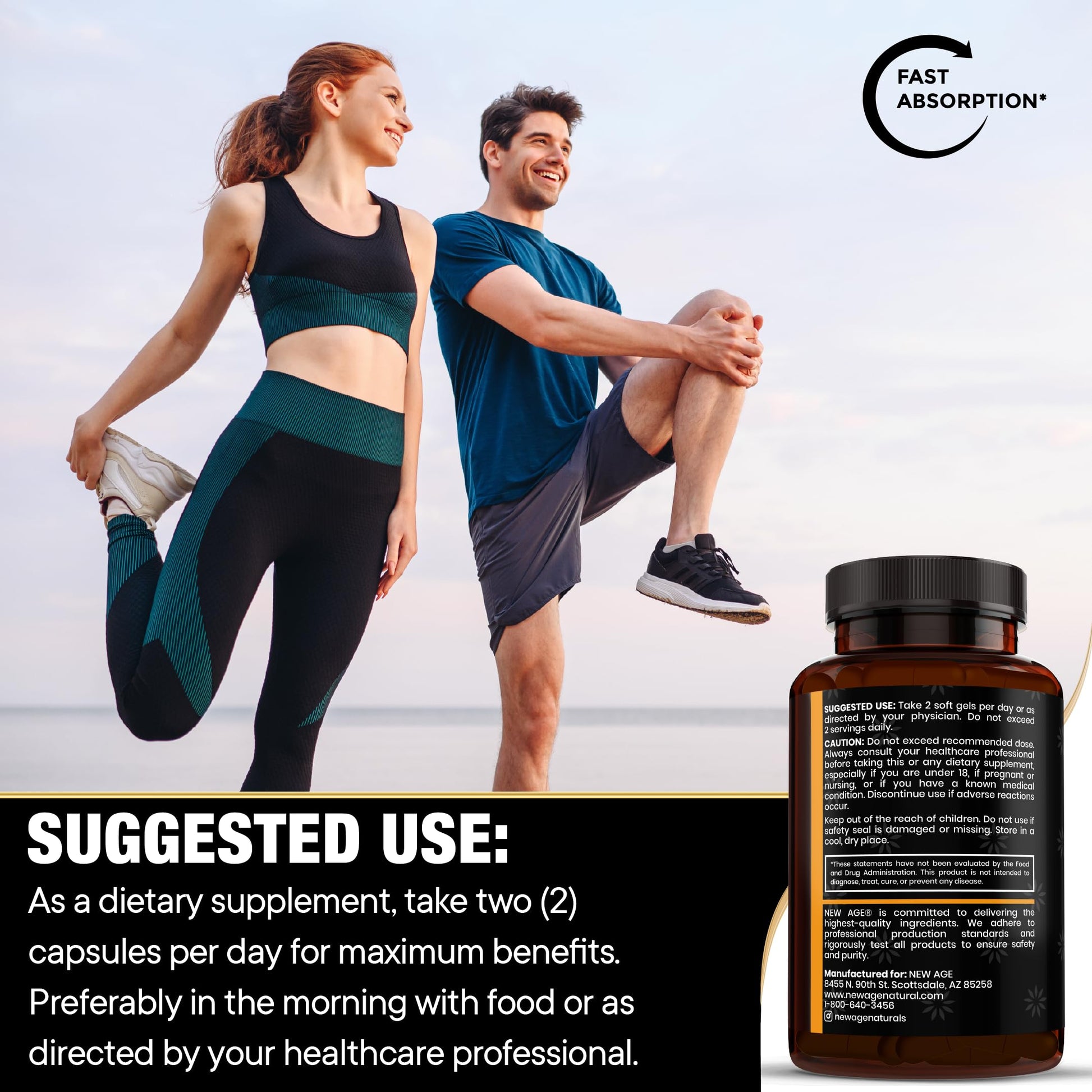 New Age premium black seed oil capsules showcasing vegetarian softgel format