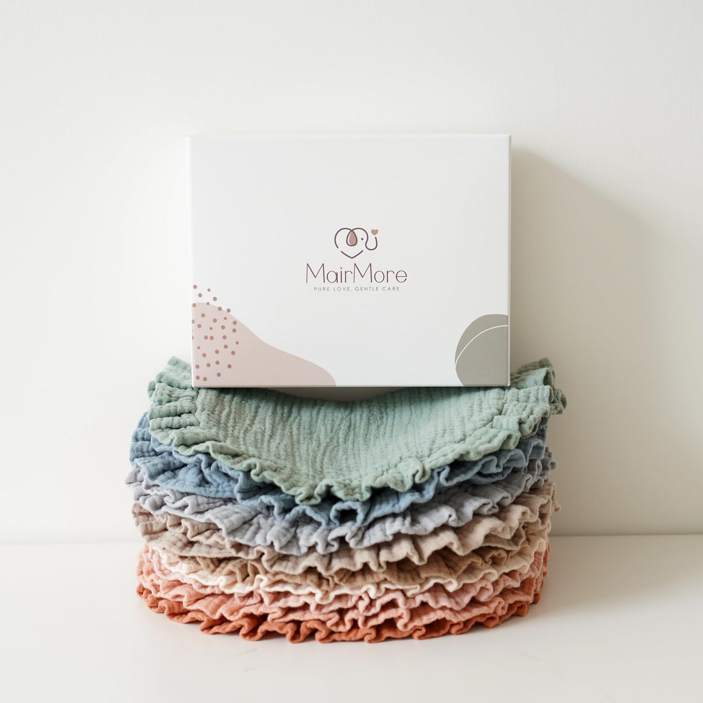 MairMore baby bibs folded for storage