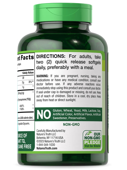 Nature's Truth immune support black seed oil pill bottle back panel