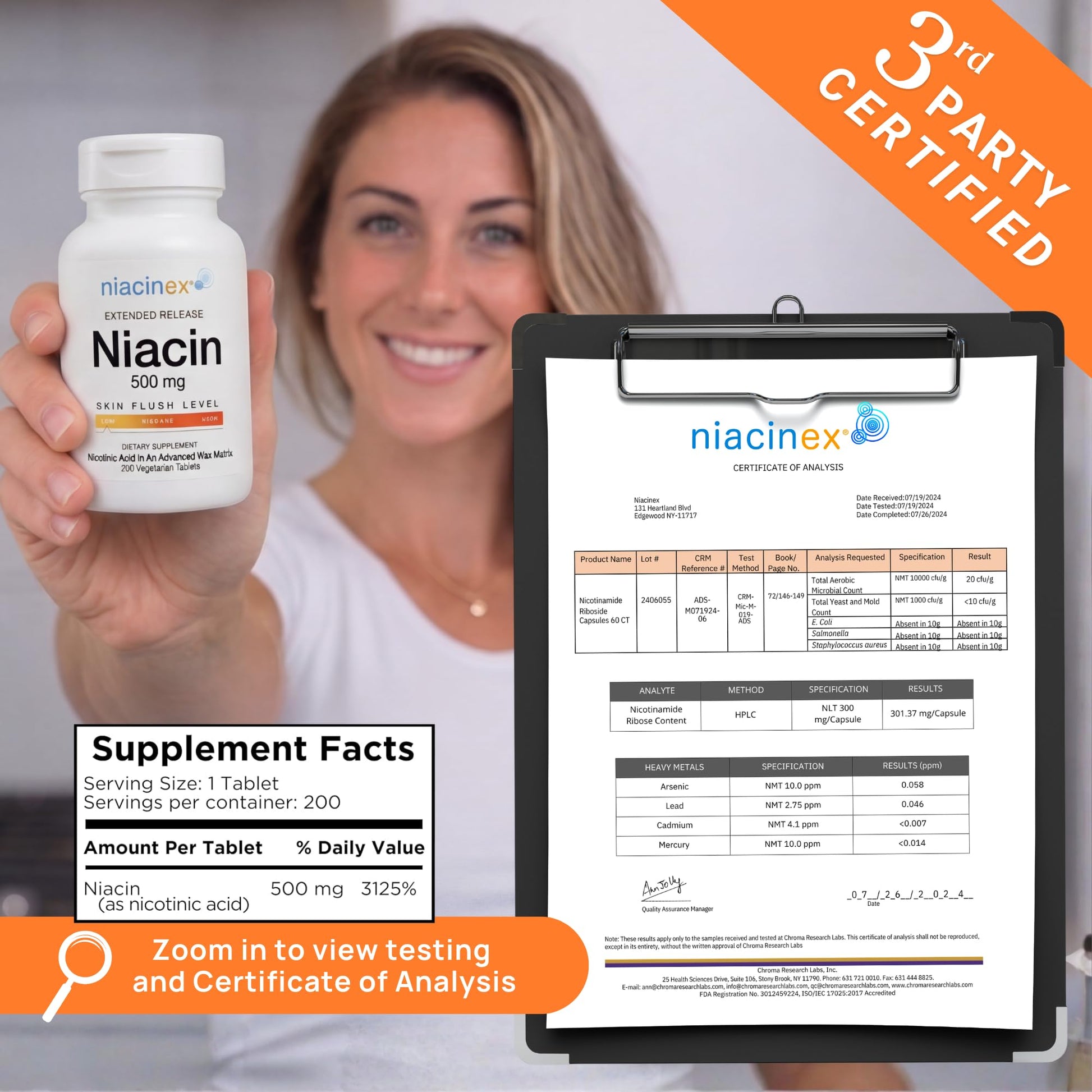 Niacinex premium imported USA wellness supplement packaging