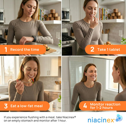 Niacinex 500 milligrams cardiovascular support tablets close up