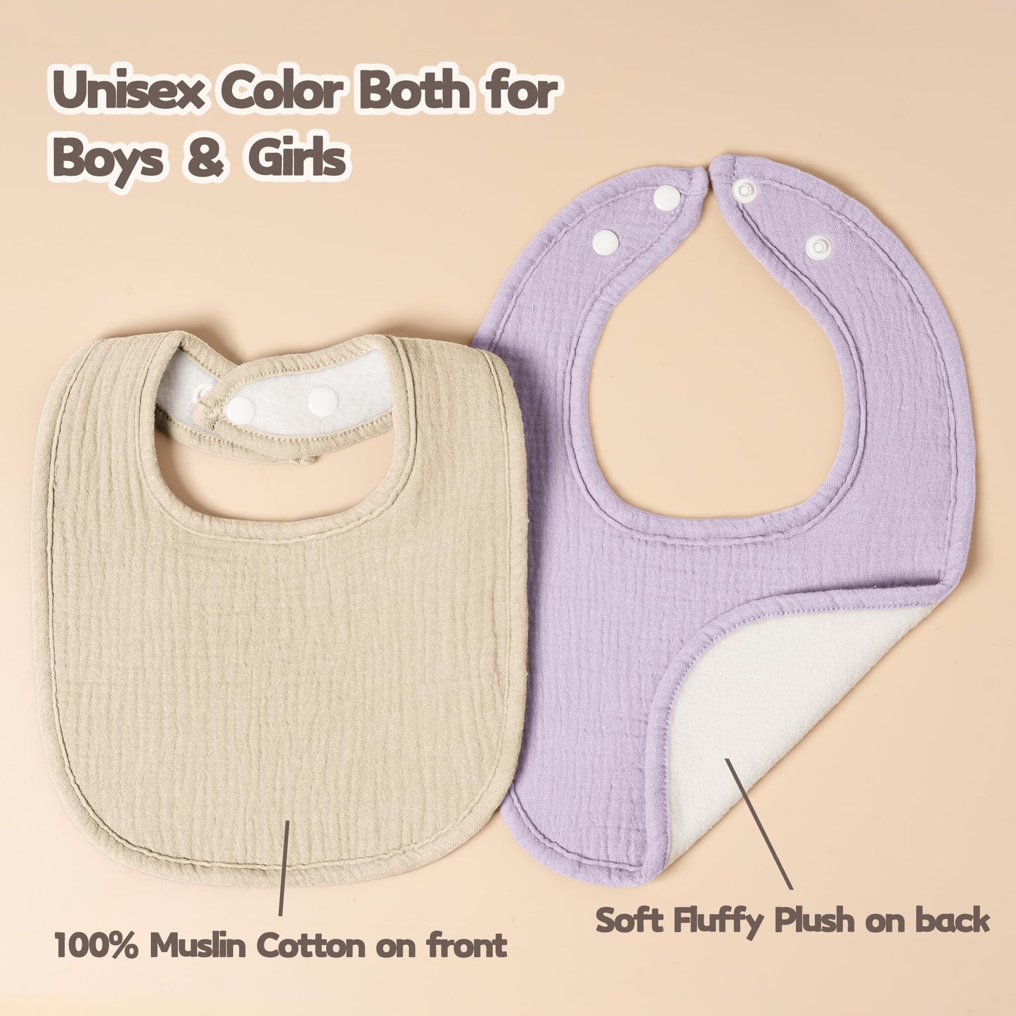 Water-resistant backing view of muslin bib