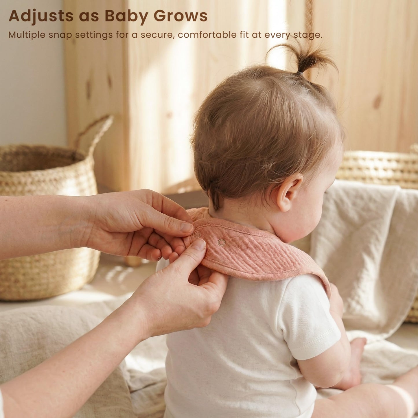 Konssy muslin bibs adjustable snap closure