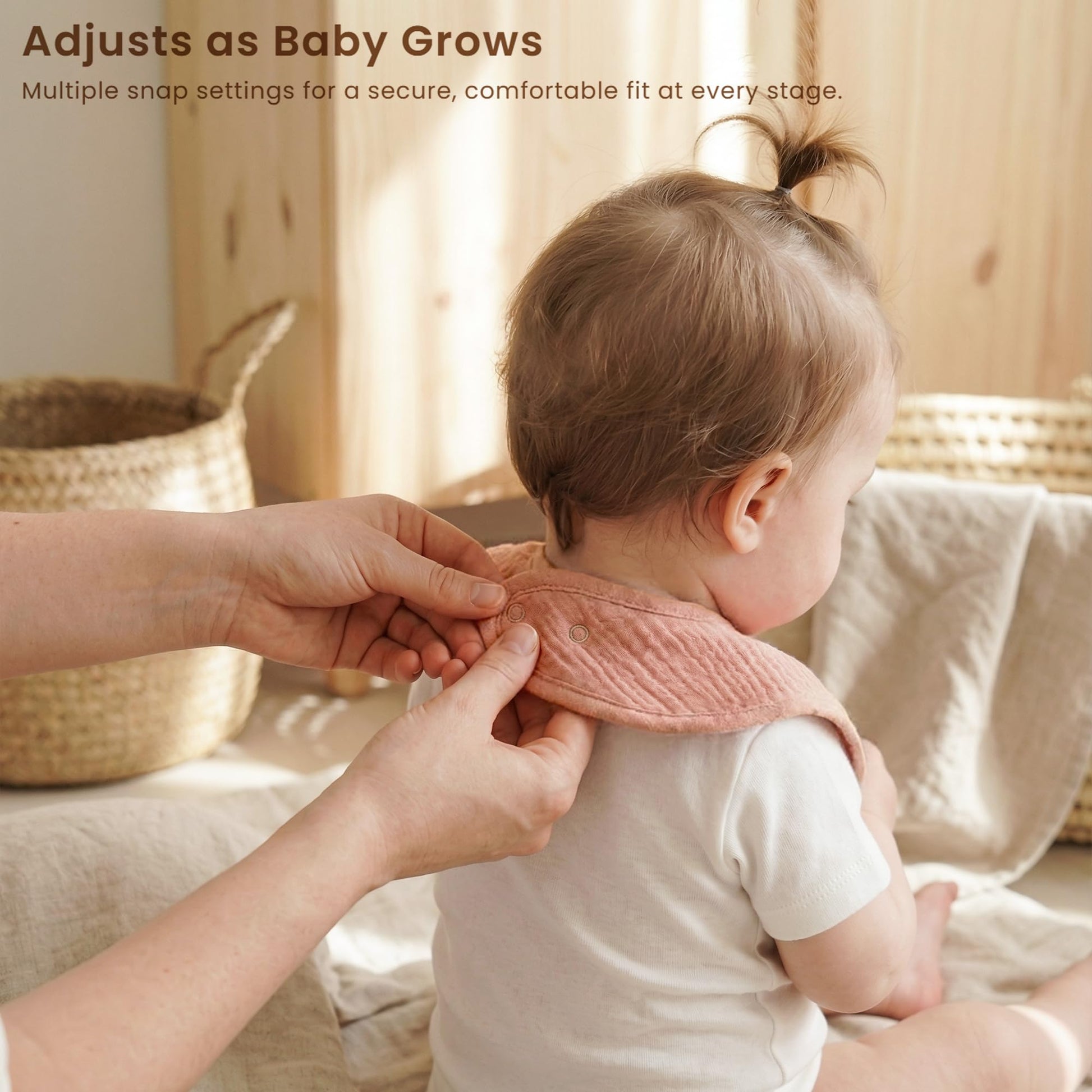 Konssy muslin bibs adjustable snap closure