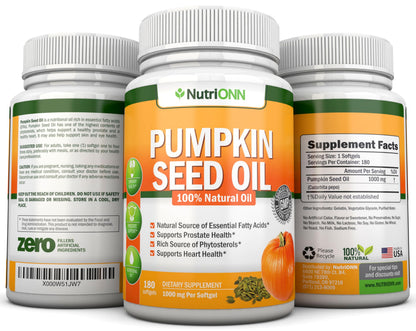 NutriONN Pumpkin Seed Oil authentic USA imported safety seal and expiration details on base