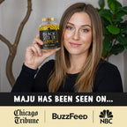 Maju Superfoods black seed oil gummies packaging and bottle side