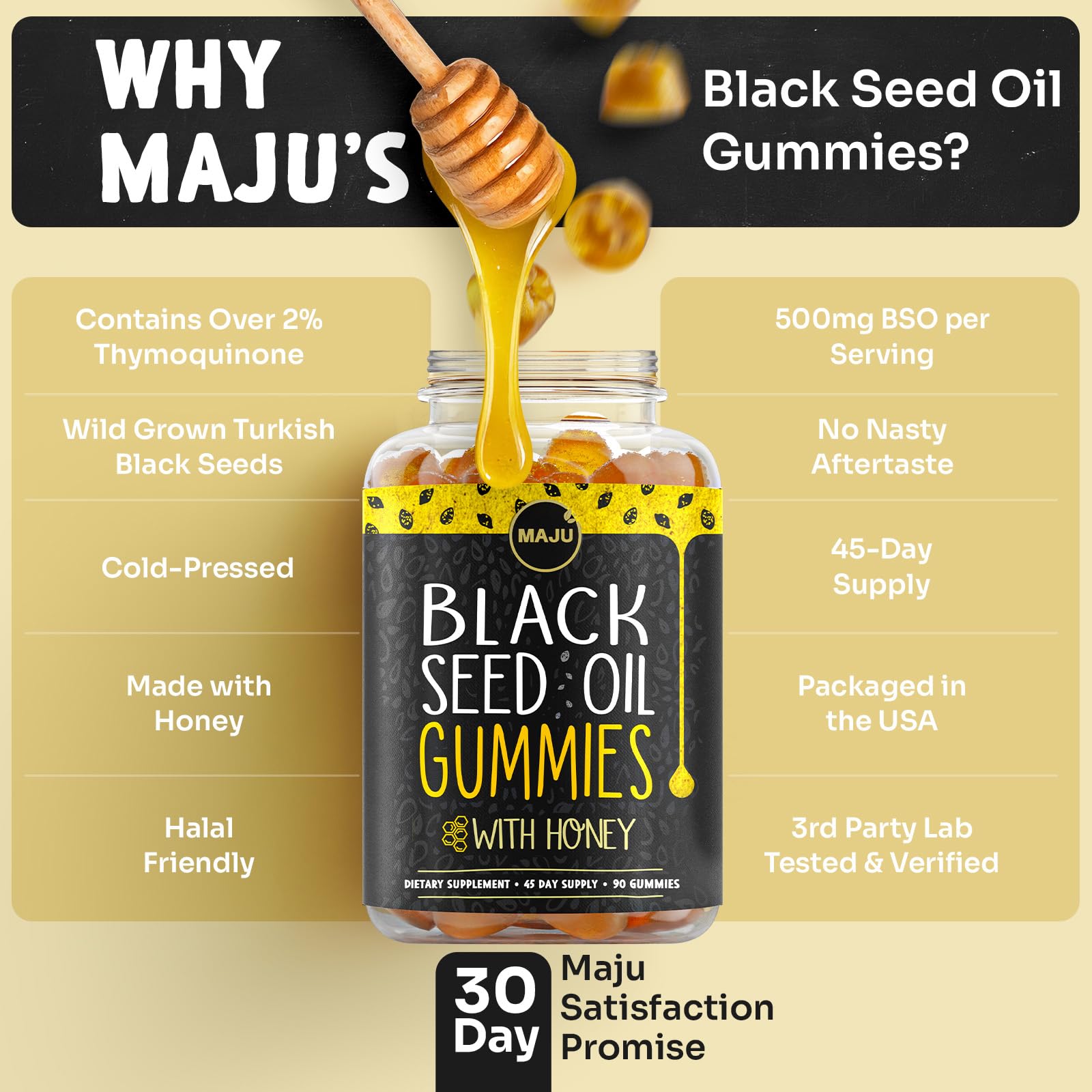 Maju Superfoods vegan gelatin free black cumin seed gummies for digestion