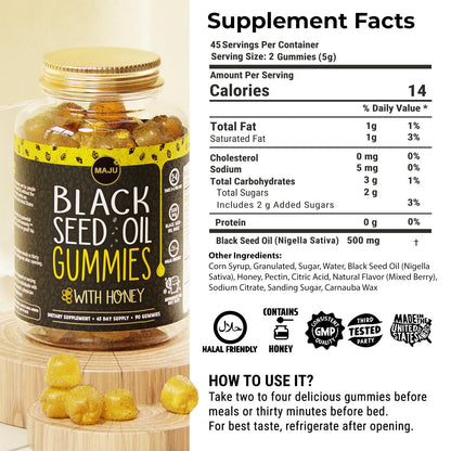 Maju Superfoods non GMO black seed oil supplement with cinnamon extract