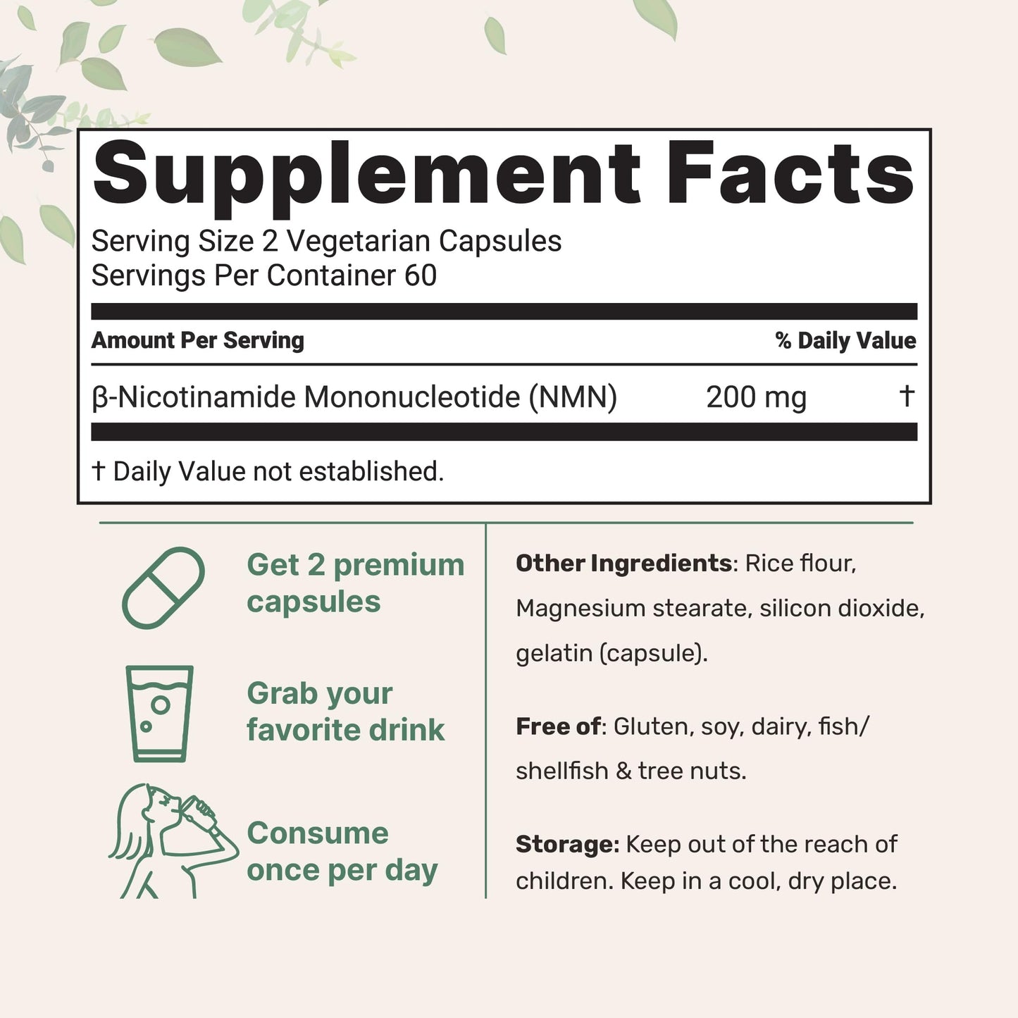 Micro Ingredients NMN 120 capsules label detail