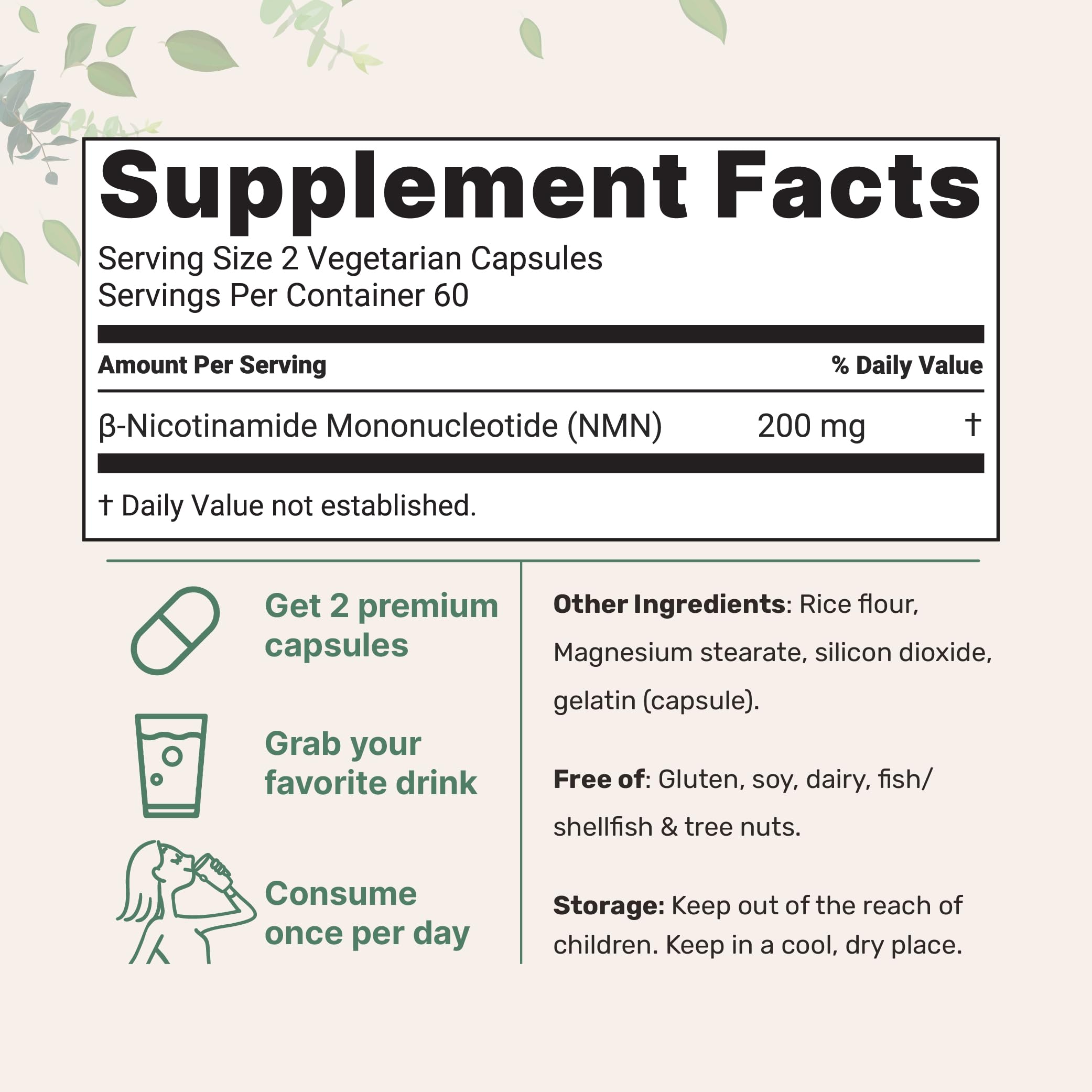 Micro Ingredients NMN 120 capsules label detail