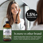 HalalEveryDay Organic Black Seed Oil unboxed view with natural seed oil clarity