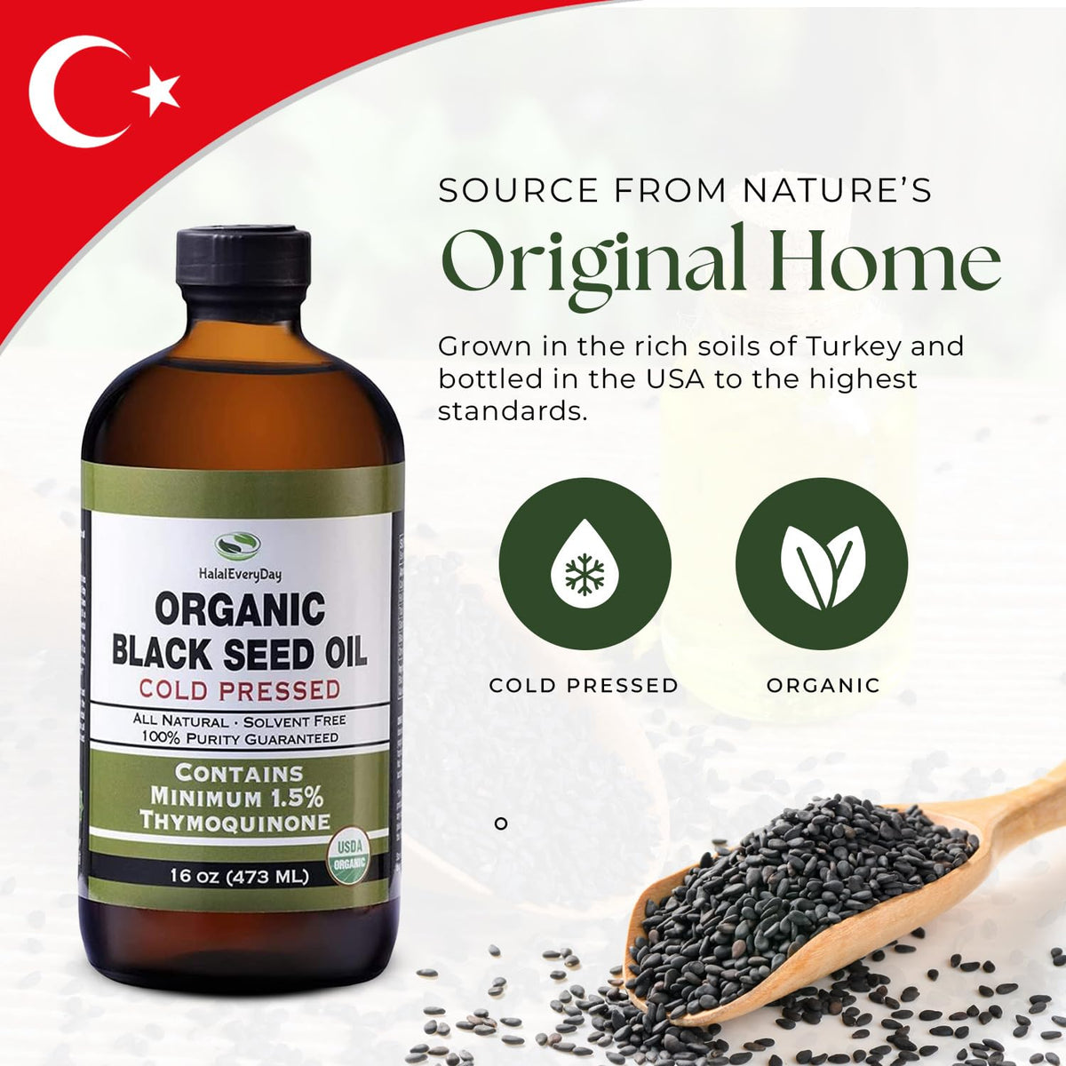 HalalEveryDay Organic Black Seed Oil lifestyle application for hair and skin care