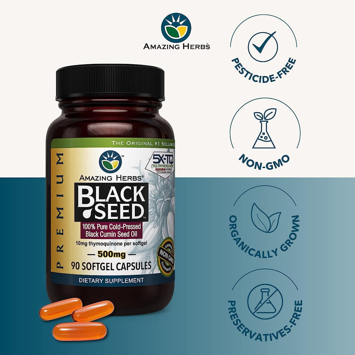 Amazing Herbs Nigella Sativa softgels pack of two bottles