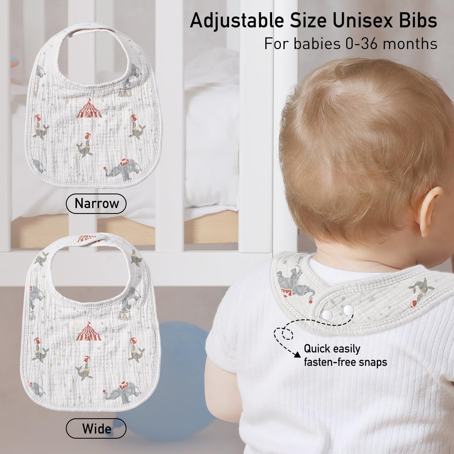 Set of 8 assorted pattern Gllquen baby bibs for newborns